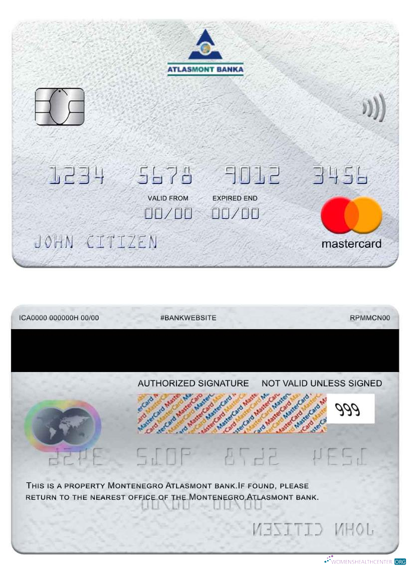 Download Montenegro Atlasmont Bank mastercard Photoshop template